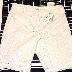 Talbots White Bermuda Shorts with Tailored Fit Women's 14 NWT